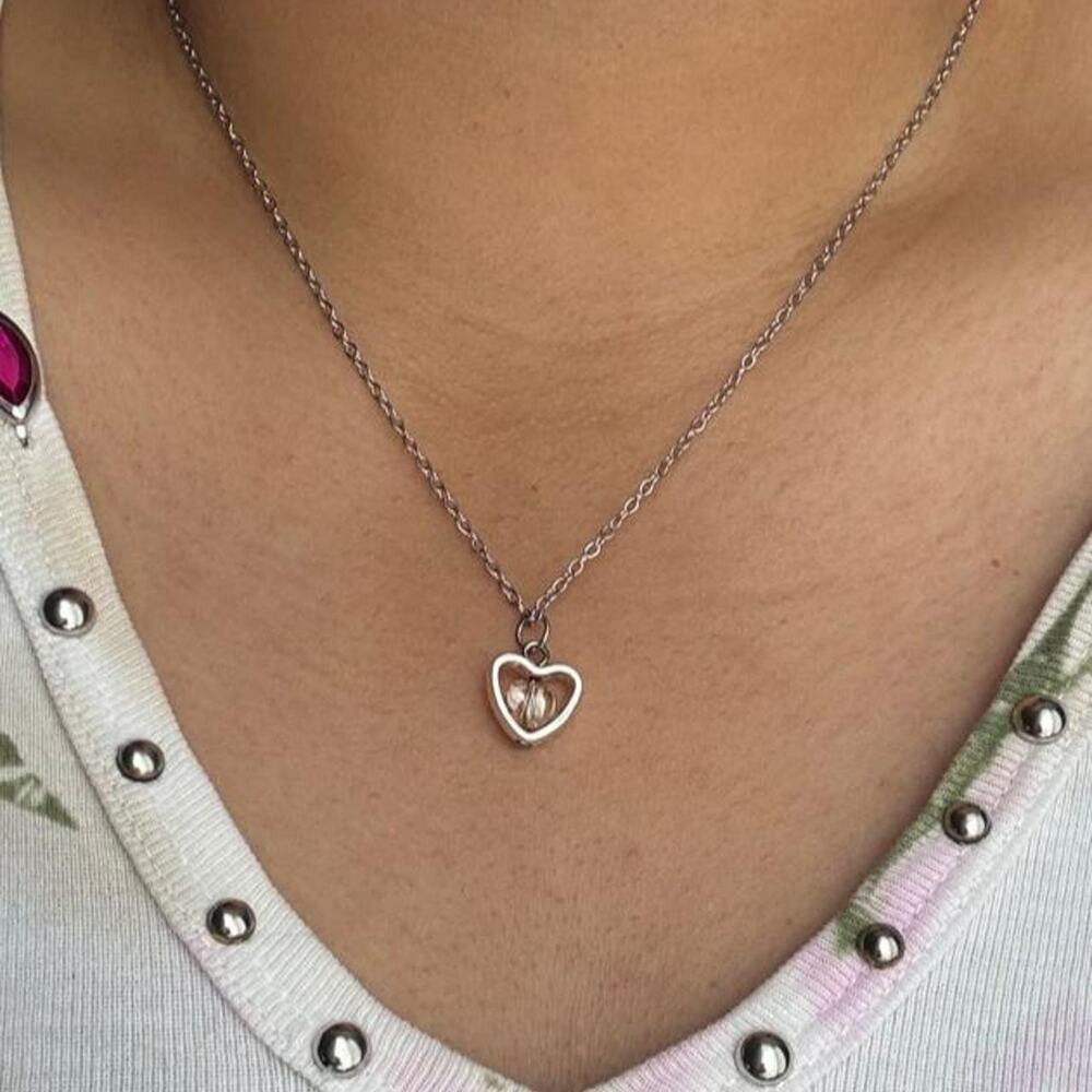 Silver heart necklace with a